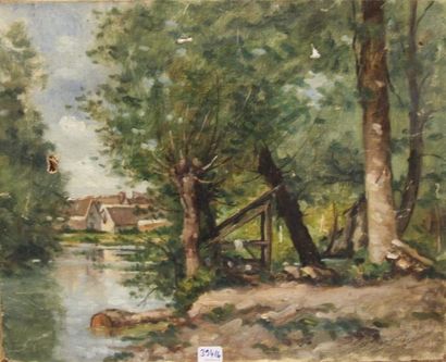 Ecole moderne Paysage Six huiles sur toile...