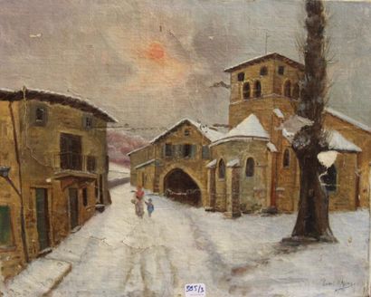 Ecole moderne Paysage de neige Deux huiles...