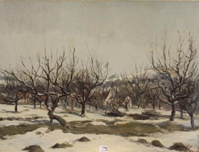 Ecole moderne Paysage de neige Deux huiles...