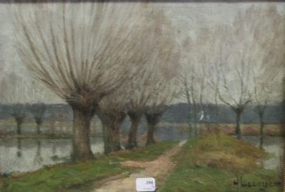 Ecole moderne Paysage Quatre huiles sur toile...