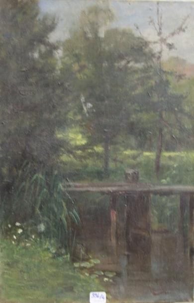 Ecole moderne Paysage Quatre huiles sur toile...