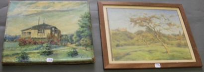 Ecole moderne Paysage Huit huiles sur toile...