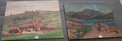 Ecole moderne Paysage Huit huiles sur toile...