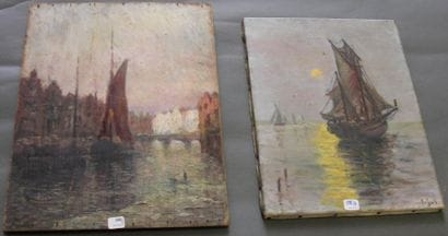 Ecole moderne Paysage Huit huiles sur toile...