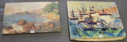 Ecole moderne Paysage Huit huiles sur toile...