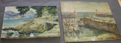 Ecole moderne Paysage Huit huiles sur toile...