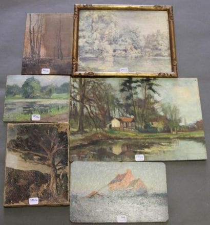 Ecole moderne Paysage Douze huiles sur toile...