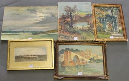 Ecole moderne Paysage Douze huiles sur toile...