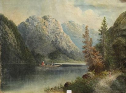 Ecole moderne Paysage Six huiles sur toile...