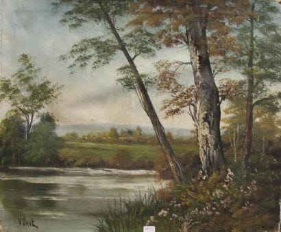 Ecole moderne Paysage Six huiles sur toile...