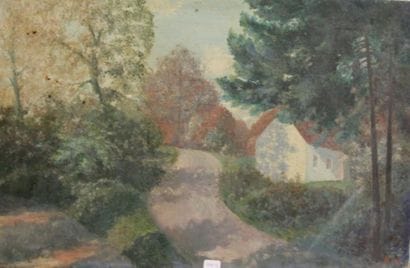 Ecole moderne Paysage Six huiles sur toile...