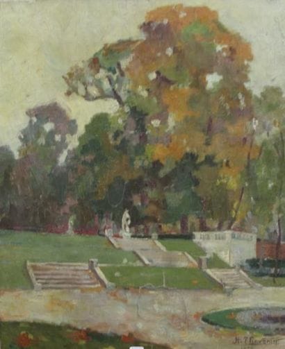 Ecole moderne Paysage Six huiles sur toile...