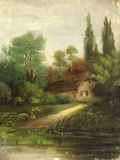 Ecole moderne Paysage Six huiles sur toile...