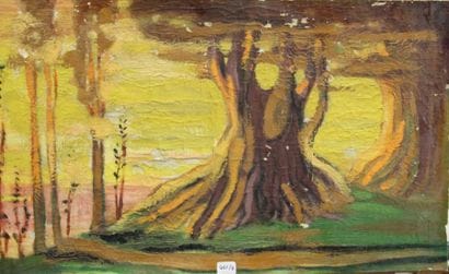 Ecole moderne Paysage Six huiles sur toile...