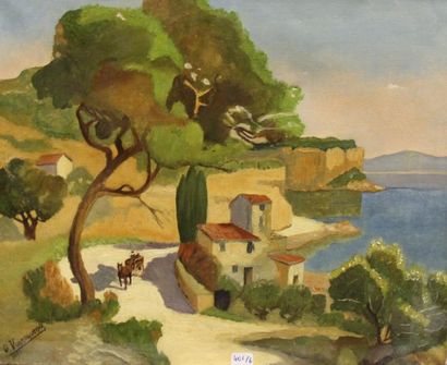 Ecole moderne Paysage Six huiles sur toile...