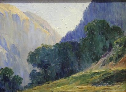 Ecole moderne Paysage Huit huiles sur toile...