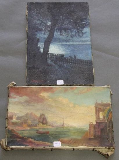 Ecole moderne Paysage Huit huiles sur toile...