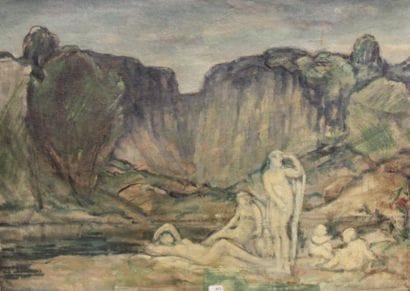 Ecole moderne Paysage Six huiles sur toile...