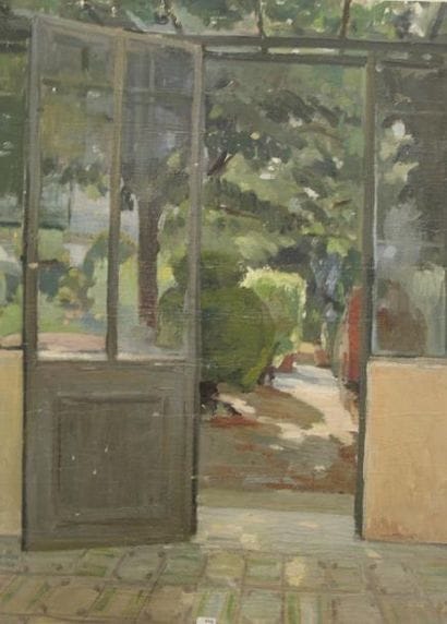 Ecole moderne Paysage Quatre huiles sur toile...