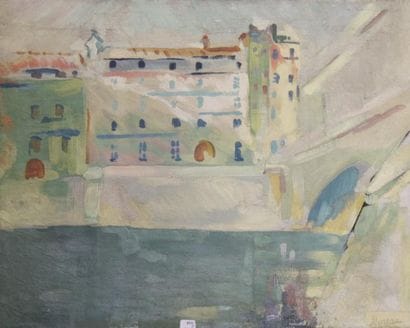Ecole moderne Paysage Huit huiles sur toile...