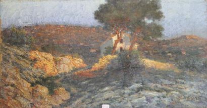 Ecole moderne Paysage Huit huiles sur toile...