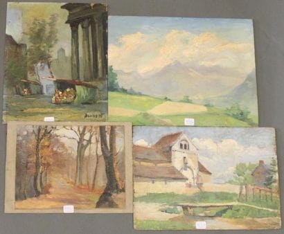 Ecole moderne Paysage Dix huiles sur toile...