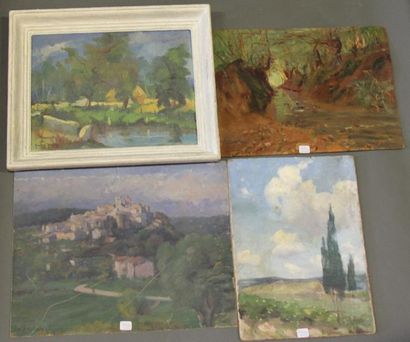 Ecole moderne Paysage Dix huiles sur toile...