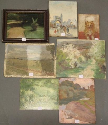 Ecole moderne Paysage Dix huiles sur carton...