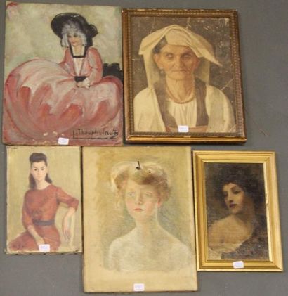 Ecole moderne Portrait Six huiles sur toile...