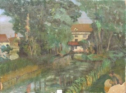 Ecole moderne Paysage Huit huiles sur toile...
