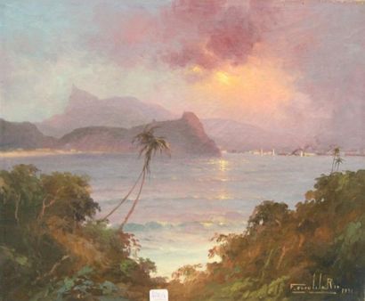 Ecole moderne Paysage Huit huiles sur toile...