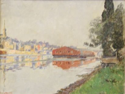 Ecole moderne Paysage Huit huiles sur toile...