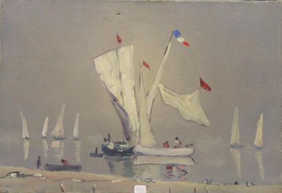 Ecole moderne Paysage Huit huiles sur toile...