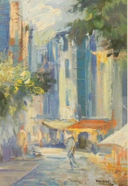 Ecole moderne Paysage Huit huiles sur toile...