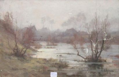 Ecole moderne Paysage Huit huiles sur toile...