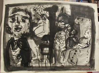Bernard DAMIANO (1926-2000) Personnages Encre...