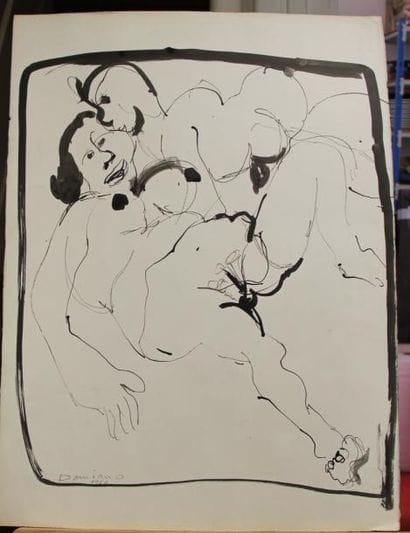 Bernard DAMIANO (1926-2000) Couple 1966 Encre...