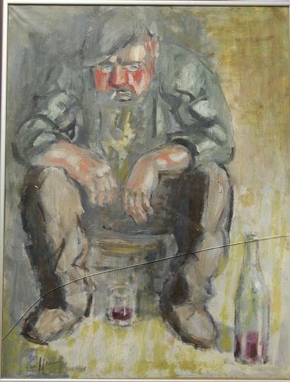 Charles KIFFER (1902-1992) Le buveur Aquarelle...