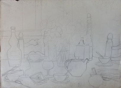 Roger ARGENTON (1908-1990) 3 dessins : Table...