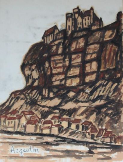 Roger ARGENTON (1908-1990) Village perdu...