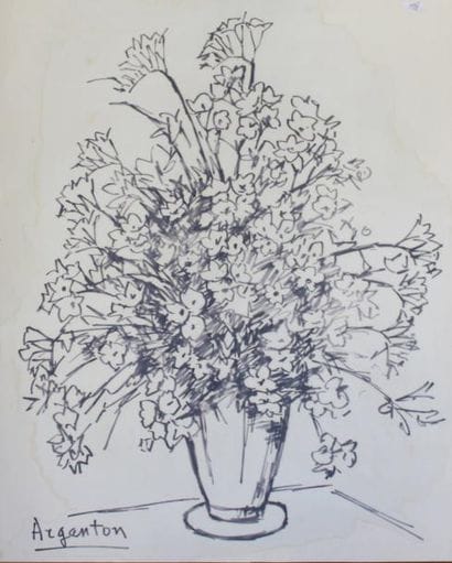 Roger ARGENTON (1908-1990) Vase de fleurs...