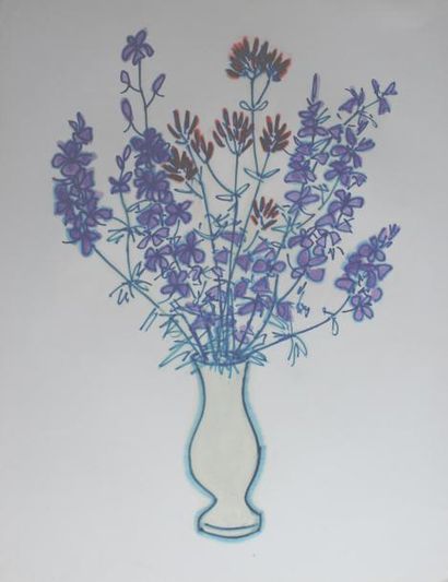Roger ARGENTON (1908-1990) Vase de Delphinium...