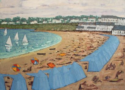 Roger ARGENTON (1908-1990) Scène de plage...