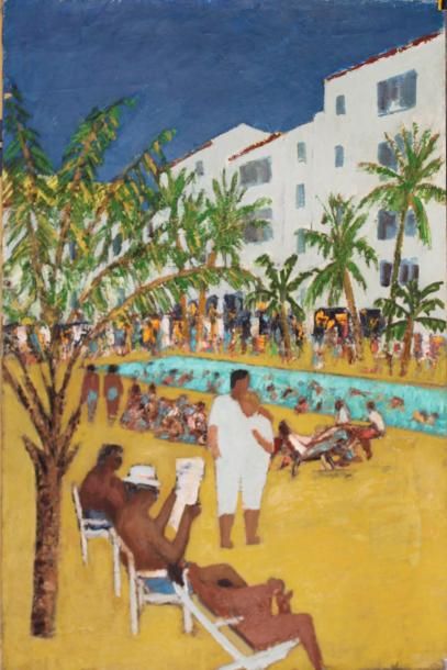 Roger ARGENTON (1908-1990) Piscine Huile...