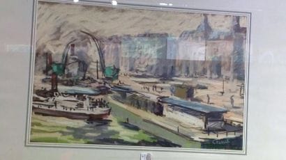 Ecole moderne Paysage et marine Trois huiles...