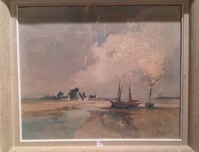 Ecole moderne Paysage Deux huiles sur toile...