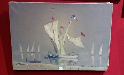 Ecole moderne Paysage Deux huiles sur toile...