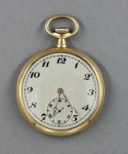 Montre de gousset en or jaune 18k, chiffrée,...