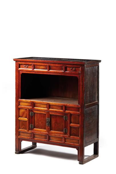 Cabinet en bois de zelkova et pin, de patine...