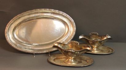 Partie de platerie en argent 950°/°° à frise...